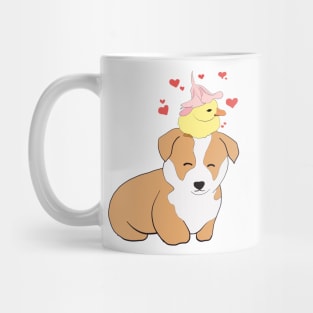 Corgi With Baby Chick Mug